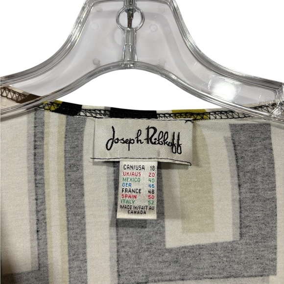 Joseph Ribkoff, Abstract Geometric Wrap Top, Size 18, White, Black, Yellow - Picture 5 of 12